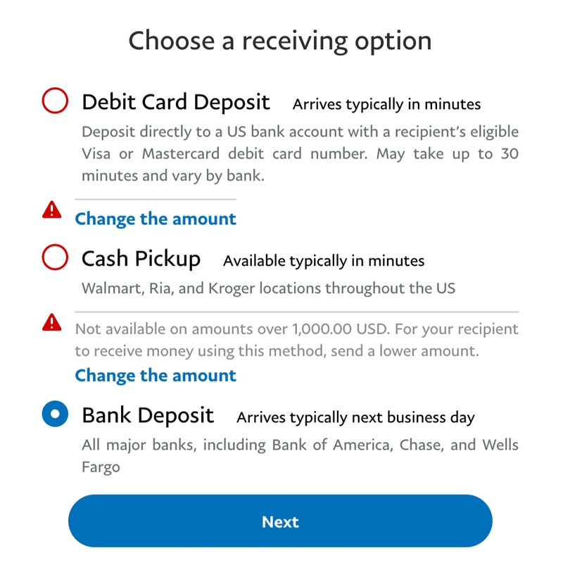 PayPal transfiere a la cuenta corriente o permite la retirada de efectivo