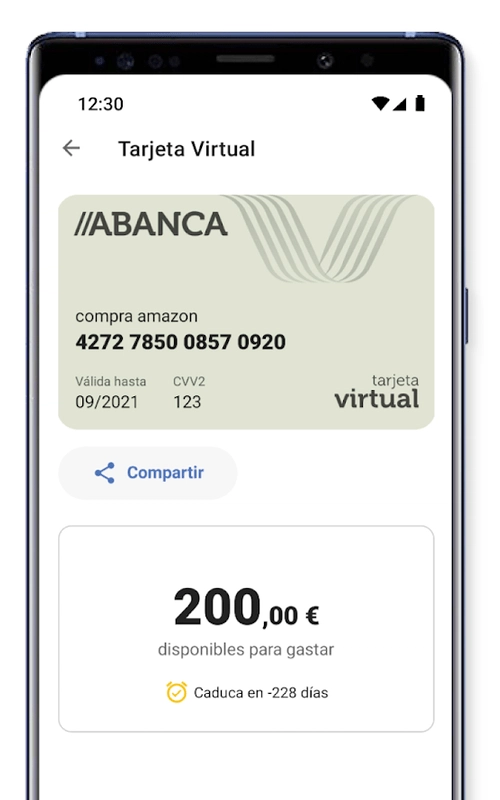 La tarjeta Visa se puede gestionar desde la app de Abanca