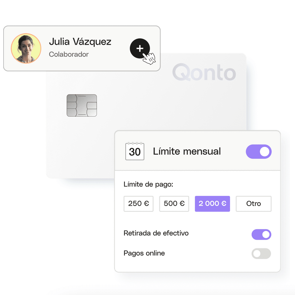 El administrador de la cuenta Qonto puede establecer límites de gasto personalizados para cada usuario