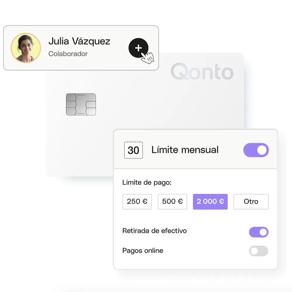 El administrador de la cuenta Qonto puede establecer límites de gasto personalizados para cada usuario