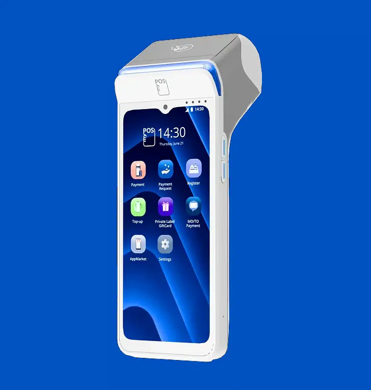 Datáfono móvil myPOS Go 2 al lado del TPV inteligente myPOS Pro