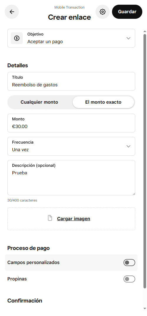 Creación de un enlace de pago con Square
